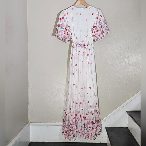 Draper James White Maxi Dress with Pink Floral Design - Picture 3 of 4